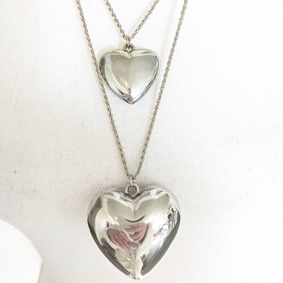 Vintage Puff Heart Double Strand Necklace - Picture 5 of 7